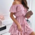 summer new style fashion strapless ruffled pleated solid color dress NSYD63318