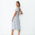 Summer new short-sleeved square neck printed split dress NSYD63324