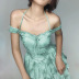 halter neckline folds slim fit princess dress NSSS60226