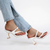 new square toe herringbone flip-flops thick high-heeled sandals NSSO60253