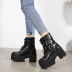 lace-up short dark black military boots NSCA60281