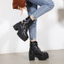 lace-up short dark black military boots NSCA60281