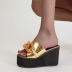 Crocodile pattern fashion metal buckle high heels slippers NSCA60293