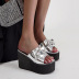Crocodile pattern fashion metal buckle high heels slippers NSCA60293