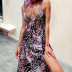 new leopard print irregular lace-up dress NSHHF60327
