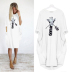 Long Sleeve Printed Round Neck Loose Mid-length Dress NSJIN60651