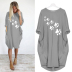 Long Sleeve Loose Round Neck Printed Casual Dress NSJIN60641
