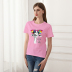 Summer cartoon fashion giraffe print round neck slim cotton T-shirt NSYAY63425