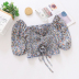 square collar floral folds slim chiffon shirt NSYID63437
