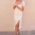sexy Print Wrapped Chest Lace High Waist Split Dress NSJIM63440