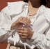 White baby doll collar long sleeve cotton retro shirt blouse NSAC63476