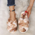 broken pattern thick plush flat-bottomed cotton slippers NSZSC63512