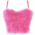 solid color stitching furry feather camisole NSQG63581