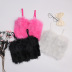 solid color stitching furry feather camisole NSQG63581