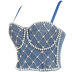 nueva camisola de mezclilla con diamantes de imitación de perlas NSQG63622