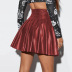 Pleated Sexy Short Leather Short Skirt NSQY63654