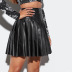 Pleated Sexy Short Leather Short Skirt NSQY63654