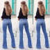 hot selling slim patch pockets thin high-waisted flared pants NSOL63688