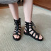 fashion solid color hollow lace-up sandals NSHU63829