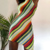 knitted rainbow stripes color matching sleeveless slim irregular dress NSRUI63897