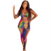 new tie-dye sleeveless tethered umbilical tight jumpsuit NSMX63919