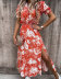 V-Neck Print Dress Maxi Skirt NSSUO64175
