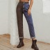 retro splicing high waist jeans NSJM64006