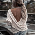 Spring New Long Sleeve Cross V-neck Knitted Top NSYX64031