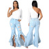 Hot Selling Fashion Stitching Hole Washed Denim Pants NSSF64046