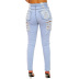 High Waist Ripped Slim Stretch Jeans NSSF64055