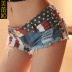 USA flag low waist denim shorts NSML64106