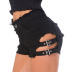 pantalones cortos de mezclilla delgados con agujeros rasgados y letras de cintura alta NSML64120