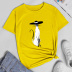 Camiseta de manga corta informal con estampado de gato de dibujos animados creativos NSYAY64896