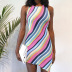 wholesale summer new style fashion self-cultivation sleeveless round neck color striped dress NSFLY64206