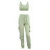 Casual Solid Color Pockets Tie-Up Sports Pants NSHT64348
