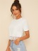 Lace Stitching Inverted V Waist Round Neck Short-Sleeved Loose Crop Top NSGMY64466
