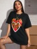 fashion flame love printed short-sleeved T-shirt NSGMY64476