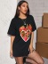 fashion flame love printed short-sleeved T-shirt NSGMY64476