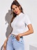 casual solid color zipper short-sleeved short slim T-shirt NSGMY64481