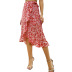 Retro Irregular Floral Wavy Side Strap Skirt NSJM64501