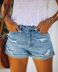 washed cotton hipster blue mid-rise denim shorts  NSJY64547