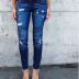 high waist fold stretch hole jeans  NSJY64556
