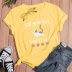 Cartoon cat letter print casual short-sleeved T-shirt NSYAY65230