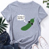 Cartoon cucumber alphabet print casual short-sleeved T-shirt NSYAY65228