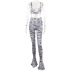 sexy striped buckle vest suit high waist slim fit casual trousers two-piece set NSJYF64579