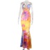 Printed Hollow Sling Skirt Sleeveless Halter Slim & Thin Hip Long Dress NSJYF64581