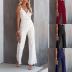 summer new solid color lace stitching sleeveless casual suspender jumpsuit NSMS64592