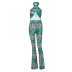 new style summer sexy hollow hanging neck wrapped chest fashion printed jumpsuit NSLJ64601