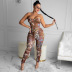 new style spring/summer strappy sleeveless one-shoulder fashion printed jumpsuit NSLJ64627