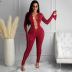 spring and summer new sexy V-neck straps flared sleeve jumpsuit NSLJ64637